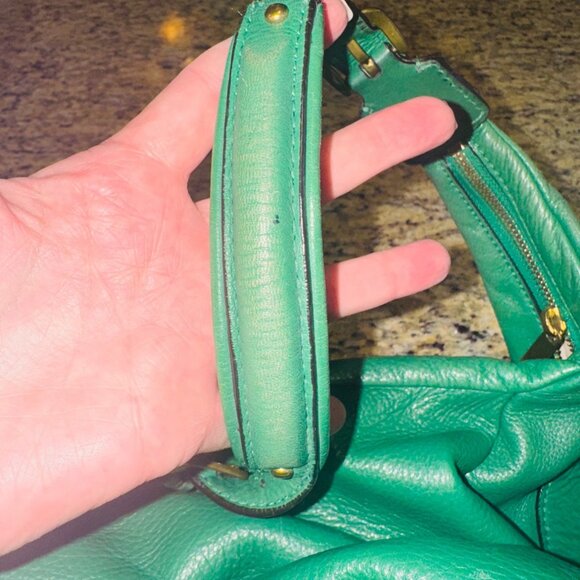Ralph Lauren Green Pebble Leather Hobo Shoulder Bag Luxury Money Sustainable - Picture 11 of 16